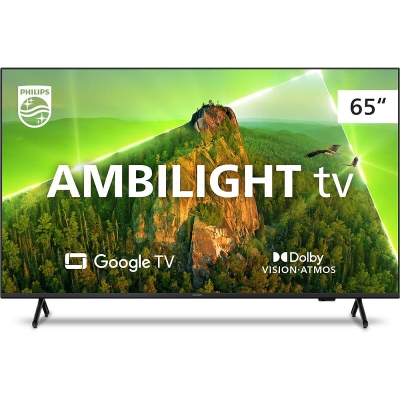 Smart TV Philips Ambilight 65" 4K Google TV Comando de Voz Dolby Vision/Atmos Bluetooth - 65PUG7908/79