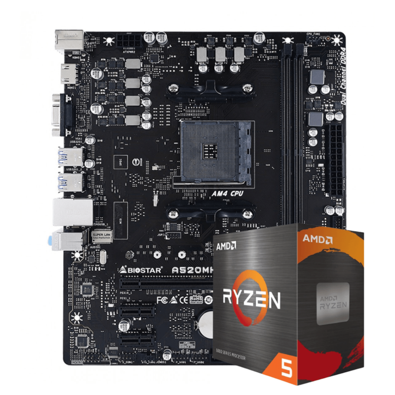 Kit Upgrade Processador Ryzen 5-4600G + Placa Mãe Biostar A520MH - Upgrade1500