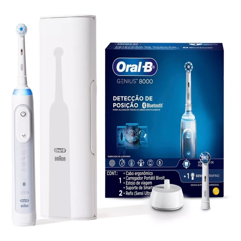 Escova Dental Elétrica Genius 8000 Com 2 Refis Bivolt Oral-b