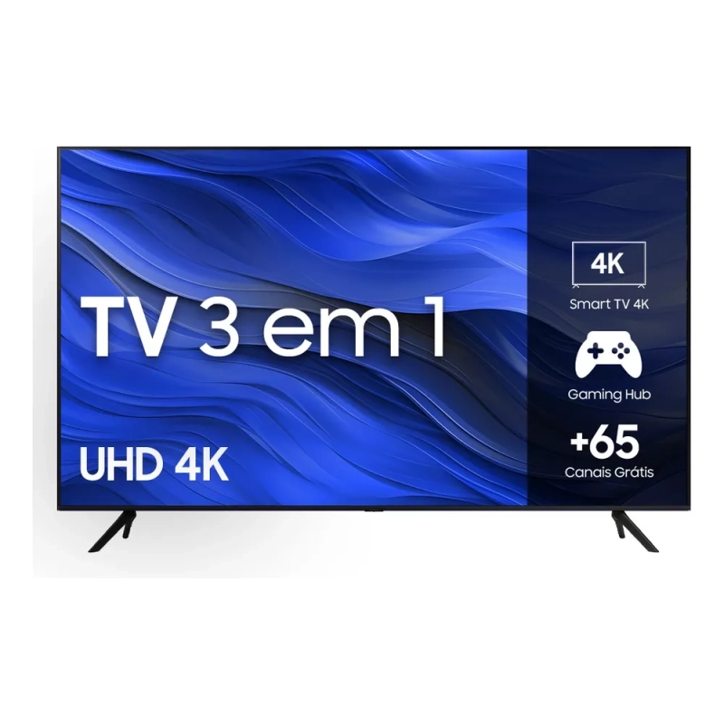 Smart TV 70" Samsung UHD 4K 3 HDMI 1 USB Bluetooth WI-FI Gaming Hub Tela sem Limites Alexa Built IN - UN70CU7700GXZD