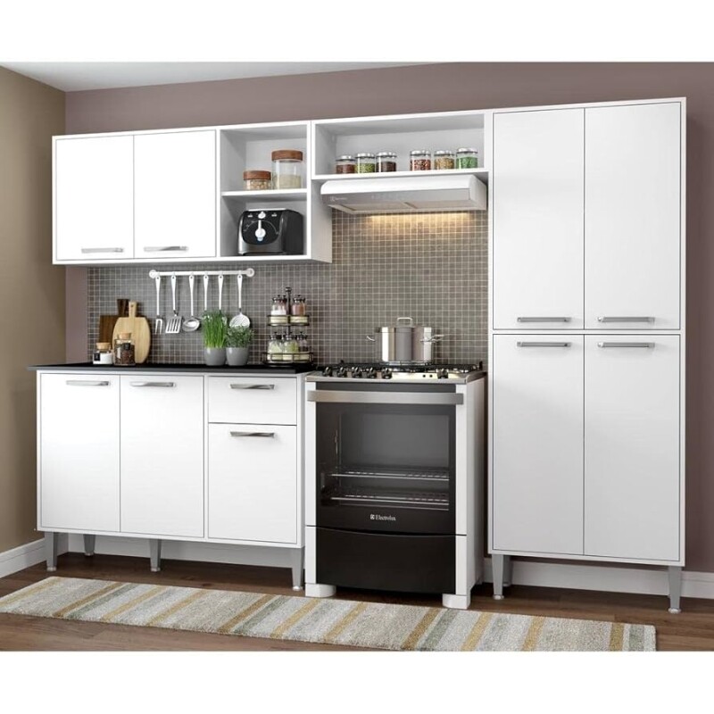Cozinha Compacta com Armário e Balcão Xangai Multimóveis Vm2840 Branca
