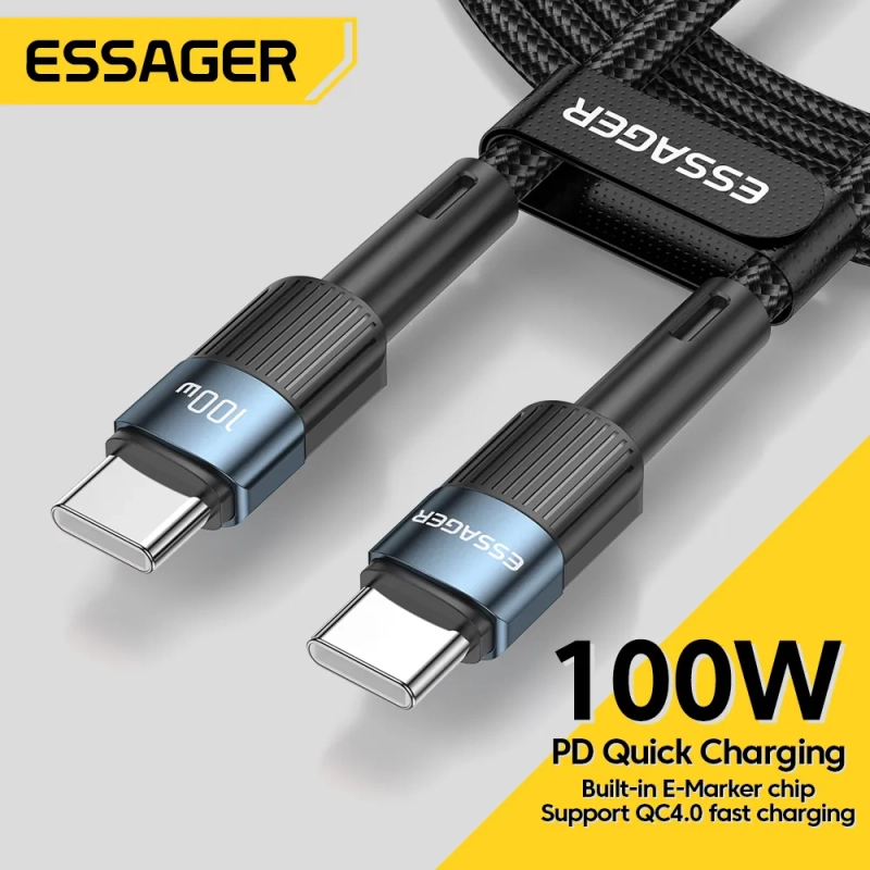 Cabo USB tipo C para Carregamento Rápido ESSAGER 100W - 1M