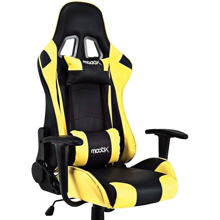 Cadeira Gamer Reclinável Moob GT Racer Com Almofadas para Lombar e Pescoço