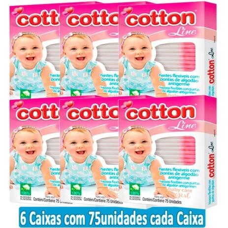 Kit 6cx Cotonetes Bebês Hastes Flexíveis Bastonetes Crianças