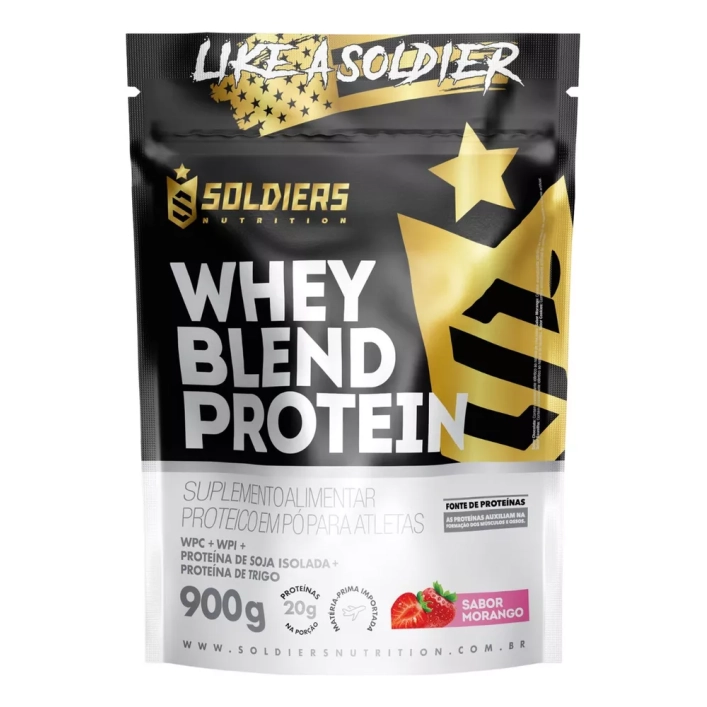 Whey Blend Protein Concentrado e Isolado Sabor Morango 900g - Soldiers Nutrition