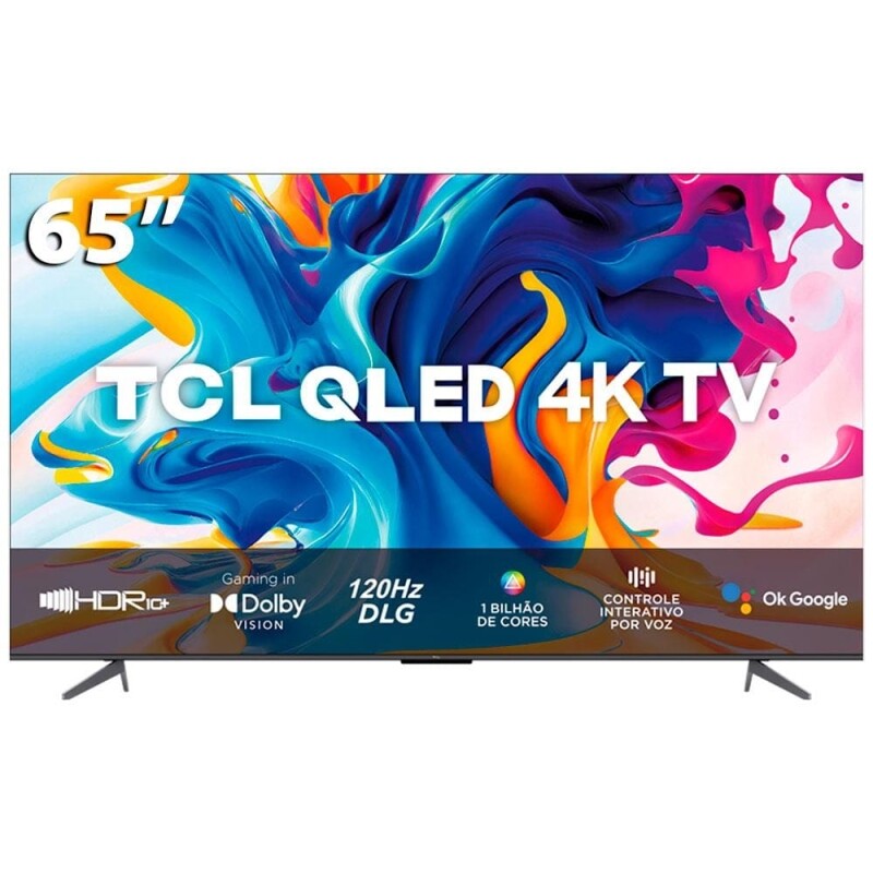 Smart TV TCL 65" QLED 4K UHD GOOGLE TV Dolby Vision Gaming - 65C645