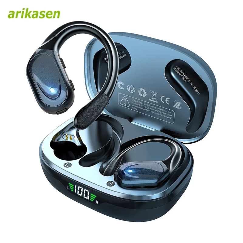 Fone de Ouvido Esportivo sem Fio com Cancelamento de Ruído Mic Bluetooth 5.3 - Arikasen