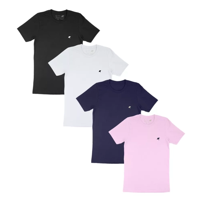 Kit 4 Camisetas Básicas Masculinas 100% Algodão