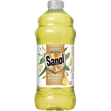 Sanol Desinfetante Extratos Naturais Capim Limão & Folhas Verdes 2 Litros Amarelo