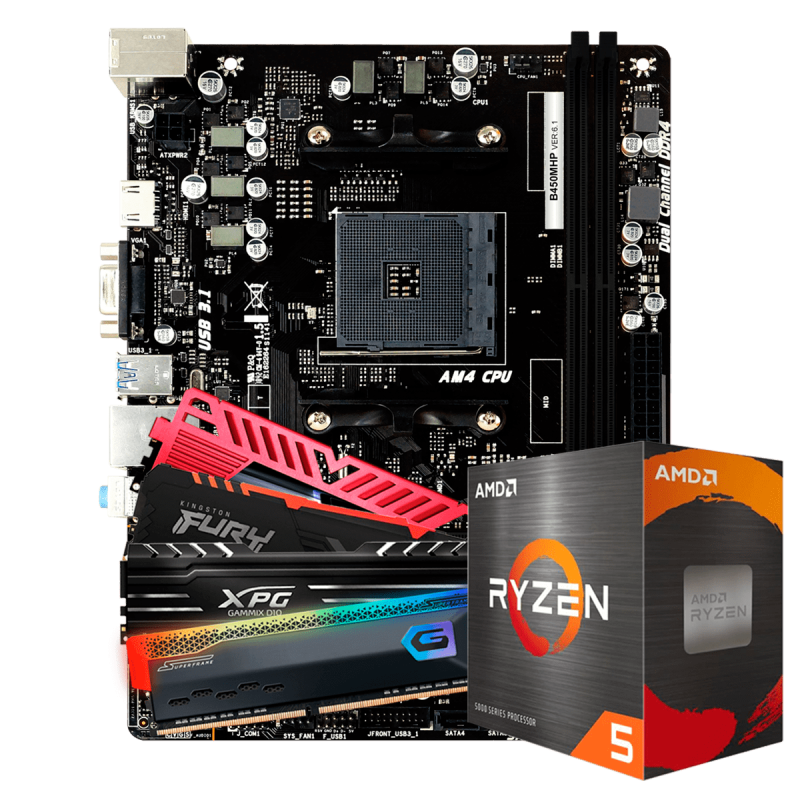 Kit Upgrade Processador Ryzen 5-5500 + Placa Mãe Biostar B450MHP + Memória RAM 8GB DDR4 - Upgrade1552