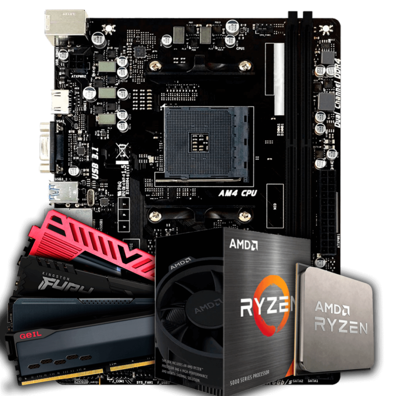 Kit Upgrade AMD Ryzen 5 5600GT Placa Mãe Chipset B450 Memória DDR4 8GB - Upgrade1750