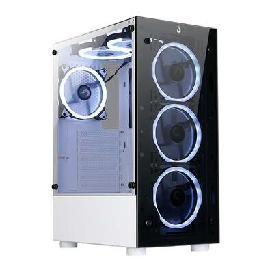 Gabinete Gamer Rise Mode Glass 06X Frost Mid Tower Frontal e Lateral em Vidro Temperado Branco - RM-WT-06X-FW
