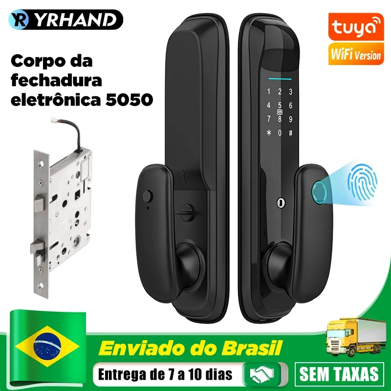 Fechadura Eletrônica Inteligente YRHAND H6 TY 195 Impressão Digital Biométrica Tuya WI-FI