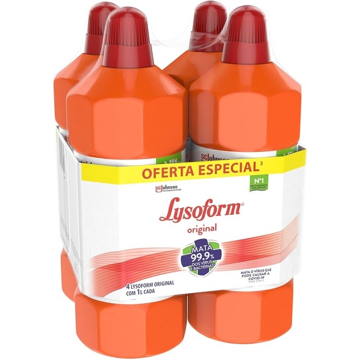 Kit com 4 Unidades Desinfetante Líquido Lysoform Original 1L
