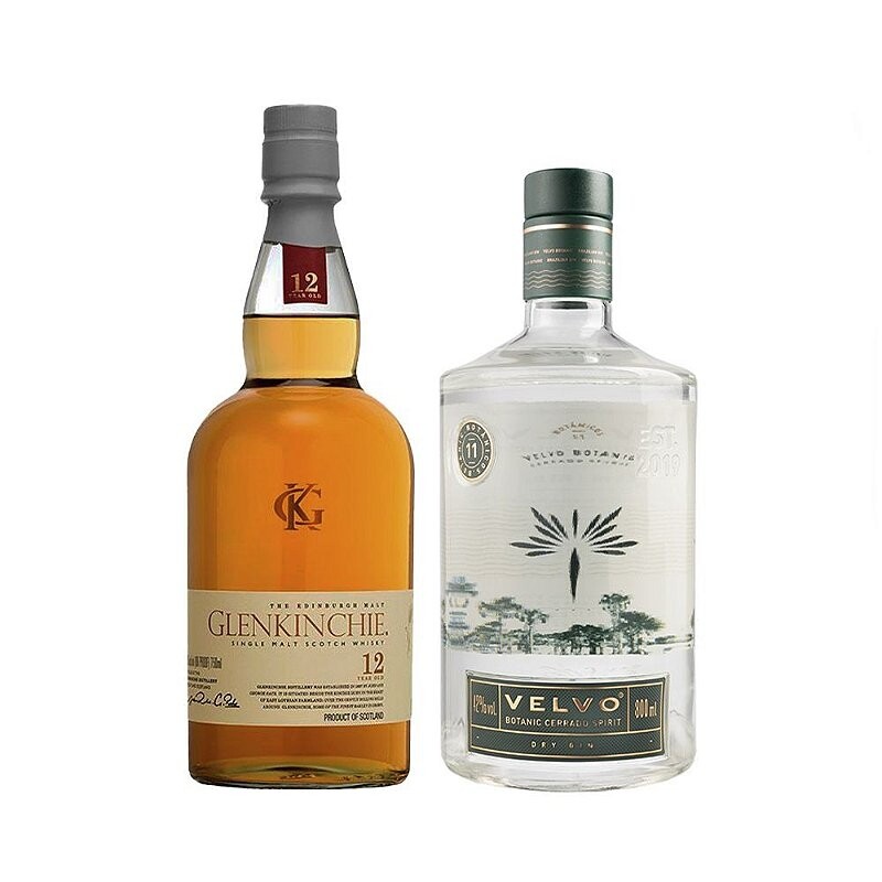 Kit Gin Velvo Botanic 800ml + Whisky Glenkinchie 12 anos 750ml