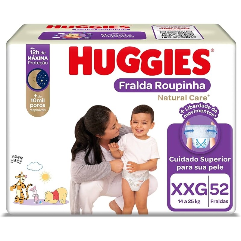 Fralda Huggies Natural Care Roupinha XXG 52 Unidades