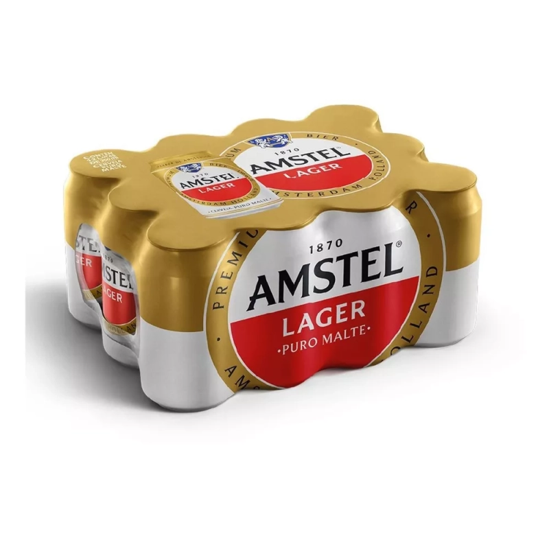 4 Packs Cerveja Amstel Premium Puro Malte Lager Lata 350ml - 12 Unidades (Total 48 Unidades)