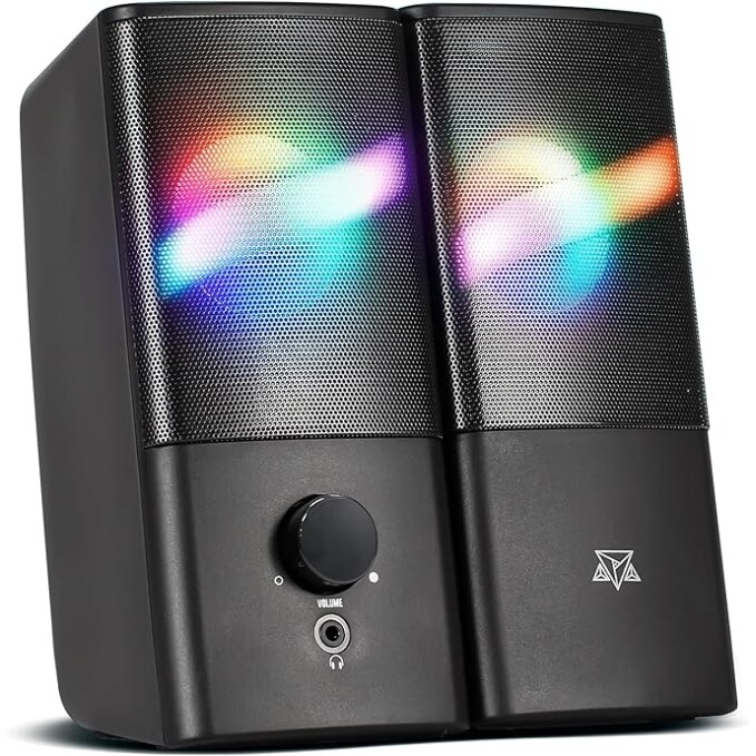Caixa de Som Gamer para PC Adamantiun Aeros Portátil LED RGB