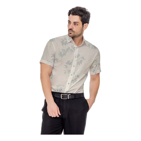 Camisa Social Moda Praia Slim Premium Elastano - Masculina Tam GG