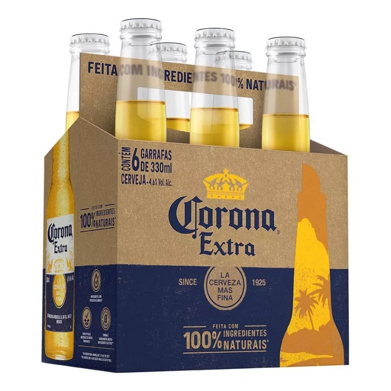 10 Packs Cerveja Mexicana Corona Garrafa 330ml - 6 Unidades (Total 60 Garrafas)