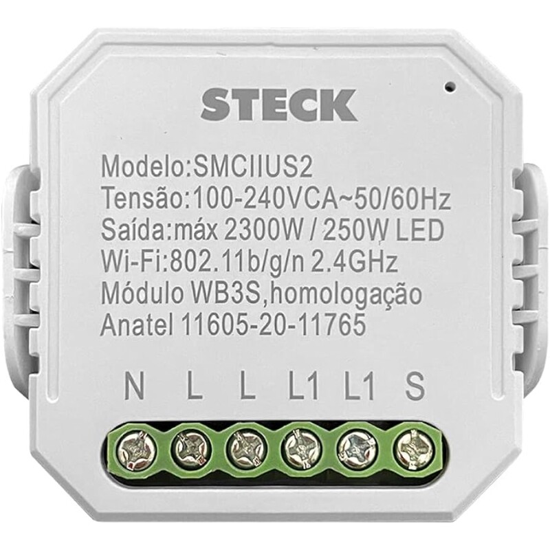 Módulo de Interruptor Interno Mini Steck SMCIIUS2 4x2 compatível com Alexa