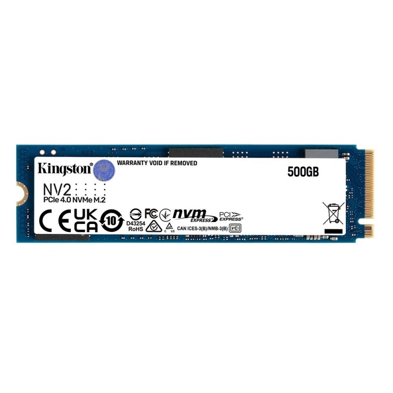 SSD 500GB Kingston NV2 M.2 2280 PCIe NVMe Leitura: 3500 MB/s e Gravação: 2100 MB/s - SNV2S/500G