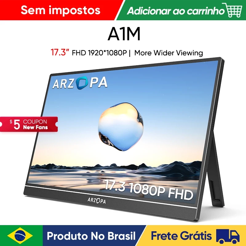 Monitor Portatil Arzopa A1M 17.3'' FHD 1080P IPS