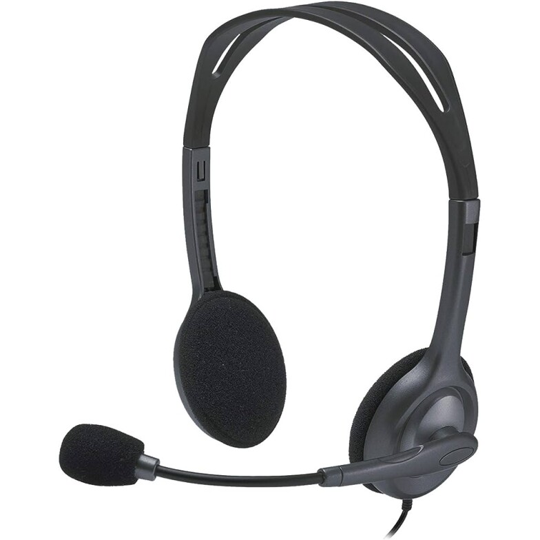 Headset com fio Logitech H111 com Microfone com Redução de Ruído e Conexão 35mm