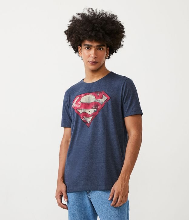 Camiseta em Meia Malha com Estampa do Super Homem - Masculina Tam PP