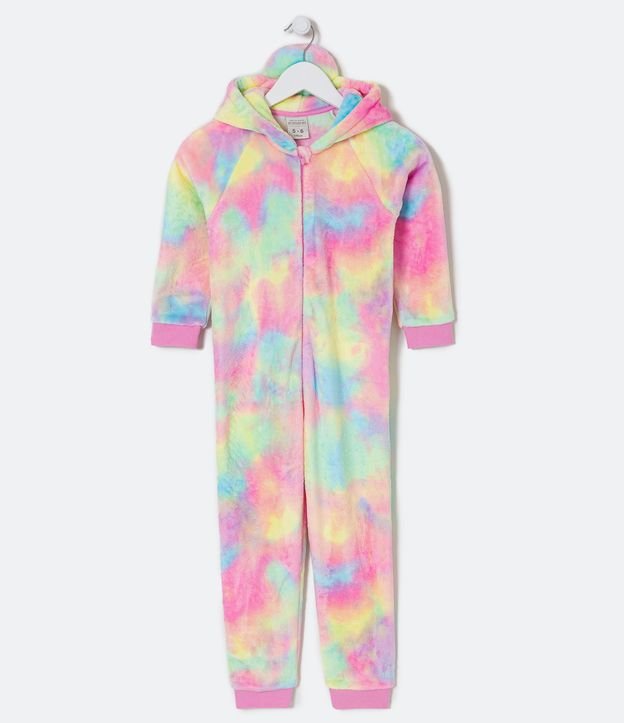 Pijama Jumper Infantil em Fleece Unicórnio Tie Dye - Tam 2 a 14 Anos