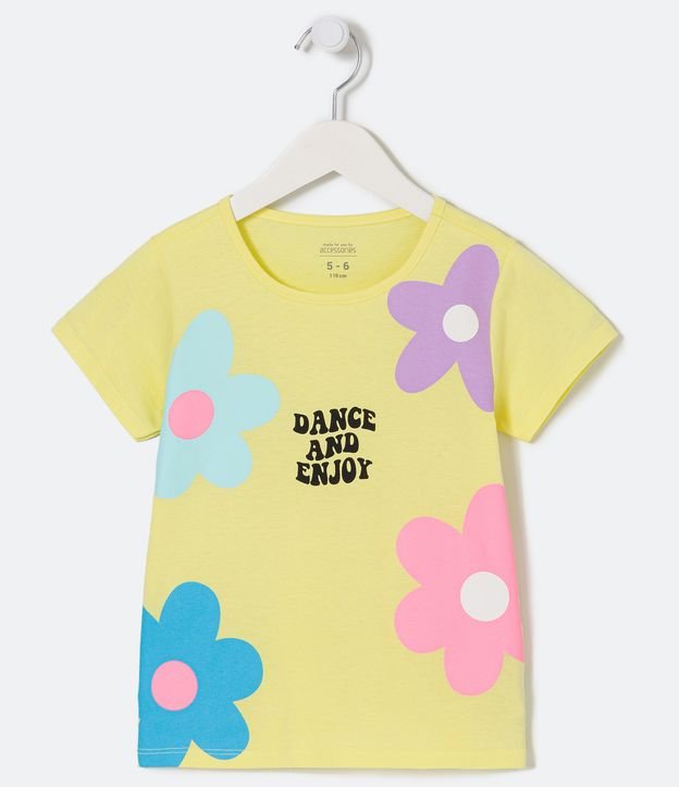 Camiseta Infantil Estampa de Florzinha - Tam 5 a 14 Anos