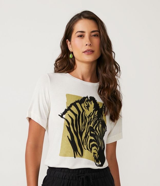 Camiseta em Viscose com Estampa Zebra