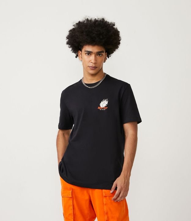 Camiseta Regular em Algodão com Estampa Bola de Beisebol