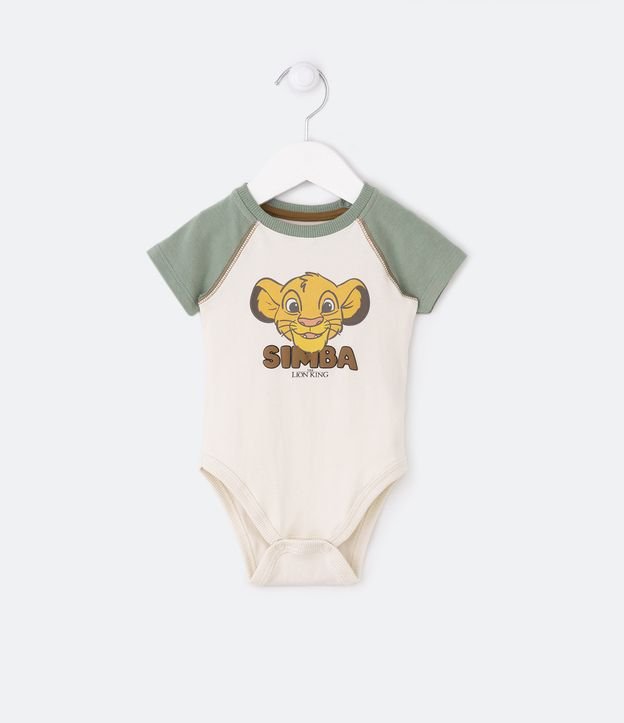 Body Infantil em Cotton com Estampa Simba Rei Leão - Tam 0 a 18 meses