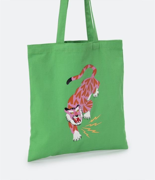 Bolsa Eco Bag em Algodão com Estampa de Tigre
