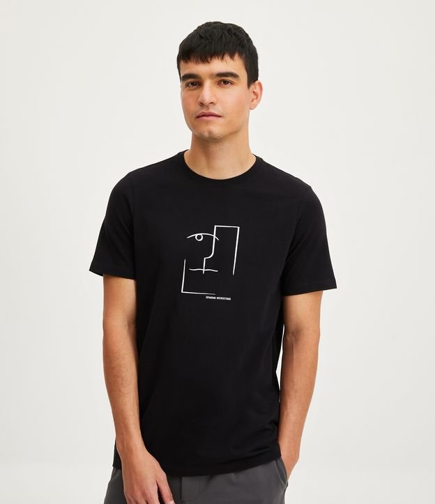 Camiseta Slim com Estampa Minimalista Expanding Intersections Tam P