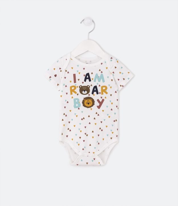Body Infantil Estampa em Lettering I Am Roar Baby - Tam 0 a 18 meses