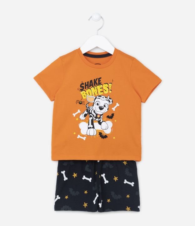 Pijama Curto Infantil com Estampa Patrulha Caninca Halloween - Tam 2 a 4 Anos