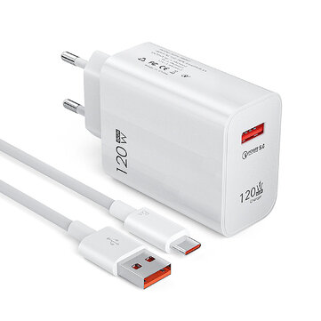 Carregador de Parede USB-A QC5.0 de 120w com 1 Porta Plugue EU Plugue US e Plugue UK