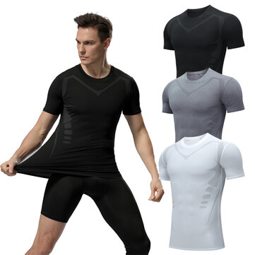 Camisa Esportiva Apertada Tengoo Modeladora Que Seca Rapidamente em Poliéster Confortável - Masculina