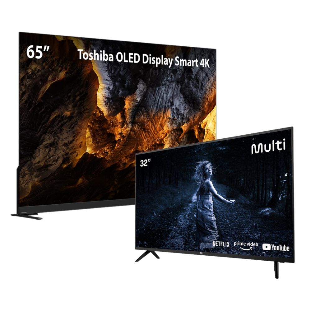 Combo Smart TV 65" Toshiba OLED 4K + Smart Tela DLED 32" HD Multi - TB0181MK