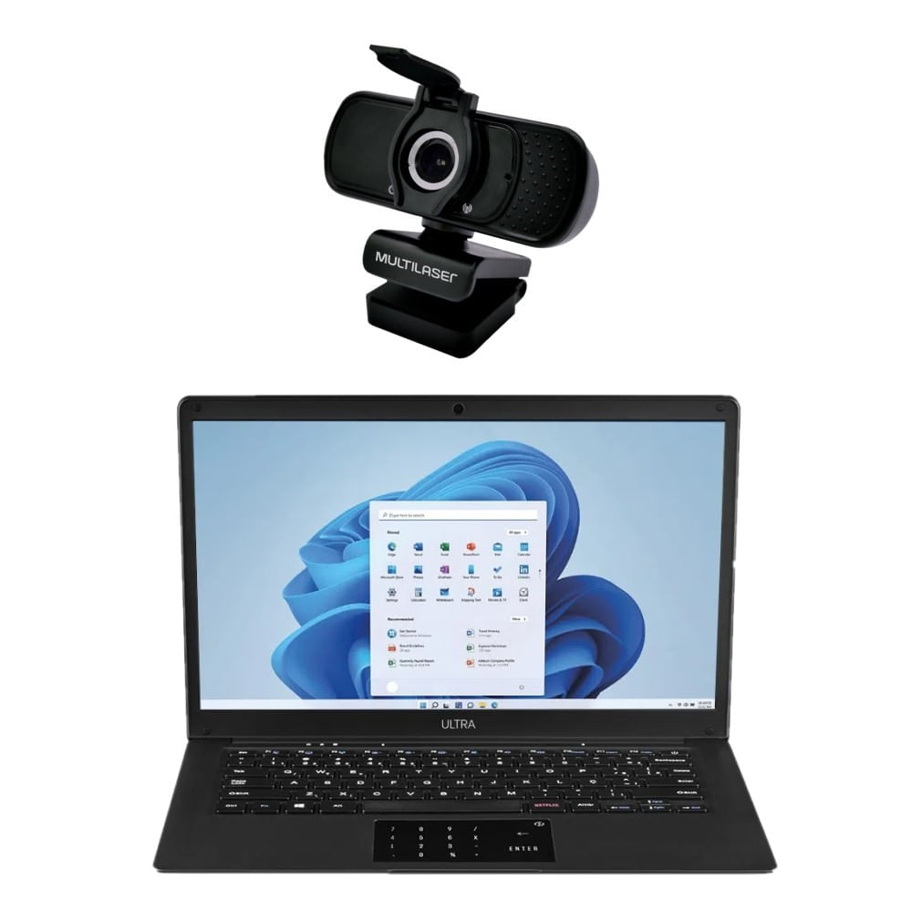 Kit Notebook Ultra Windows 11 Home 120GB SSD 14,1 Pol e Webcam Full Hd 1080p 30Fp