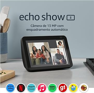 Smart Speaker Echo Show 8 Versão 2021 2ª Geração Tela 8" e Alexa em Português - Amazon
