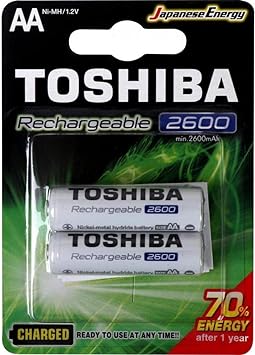 Pilha Recarregável AA 1,2V 2600mah Toshiba 2 Unidades - TNH6GAE