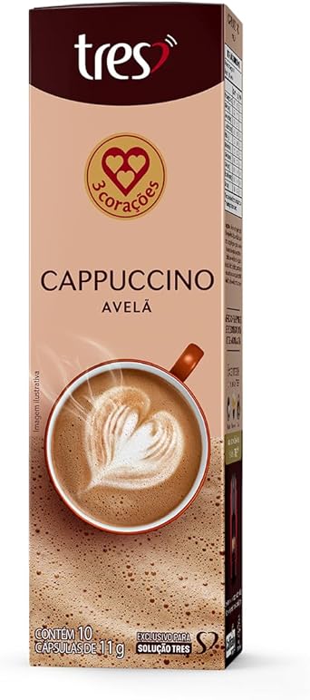 (REC) (Leve 6 Pague 3) Cápsula de Cappuccino, Avelã, 10 Unidades, Tres, 3 Corações