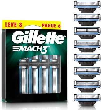 Gillette Mach3 - Carga para Aparelho de Barbear Leve 8 Pague 6 (o pacote pode variar)
