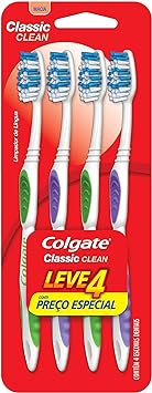 [REC & SUPER] Escova de Dente Colgate Classic Clean Macia 4 unidades | Cores Sortidas