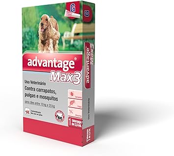 Antipulgas Advantage Max3 Bayer para Cães de 10kg até 25kg - 25ml