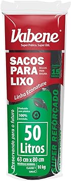 [+Por- R$6] Saco de Lixo Vabene Extra Forte Preto 50L - 15 Sacos, Vabene