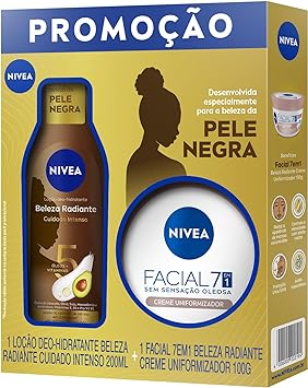 Kit Nivea Beleza Radiante Hidratante Desodorante Corporal Cuidado Intenso 200ml + Hidratante 7 em 1 100g